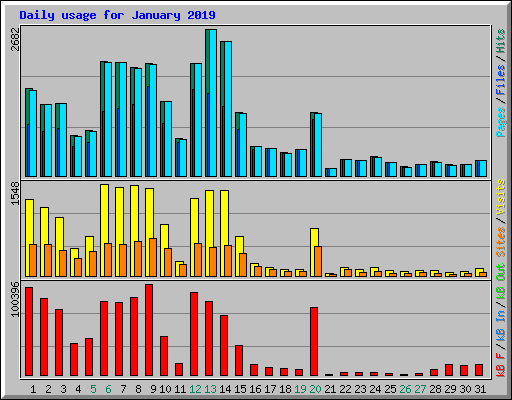 Daily usage for January 2019