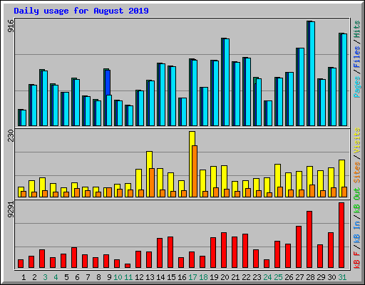 Daily usage for August 2019