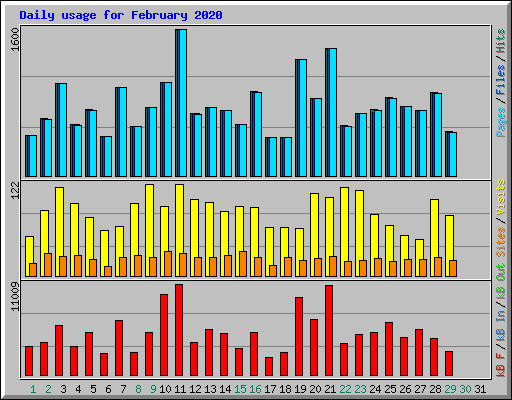 Daily usage for February 2020