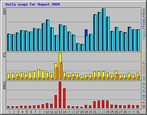 Daily usage for August 2020