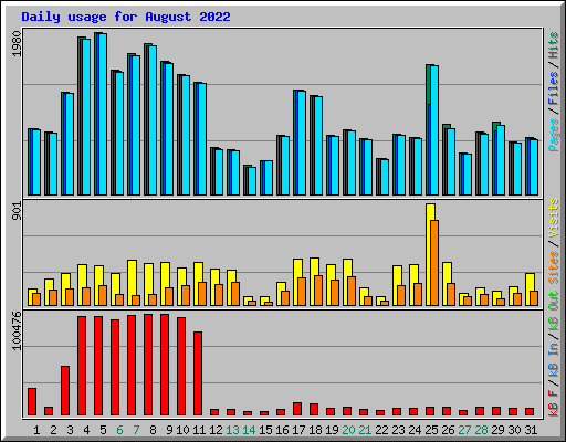 Daily usage for August 2022