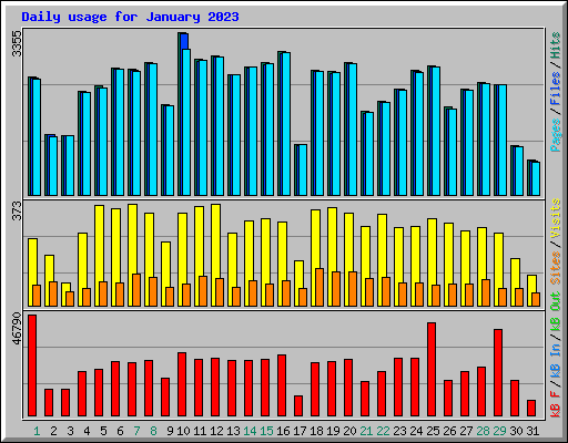 Daily usage for January 2023