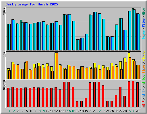 Daily usage for March 2025