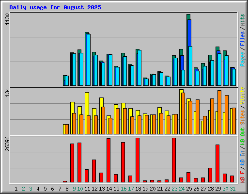 Daily usage for August 2025